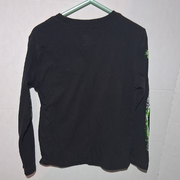 Spooky Skeleton Long Sleeve Tee - Black, Green, and White - Picture 3 of 4